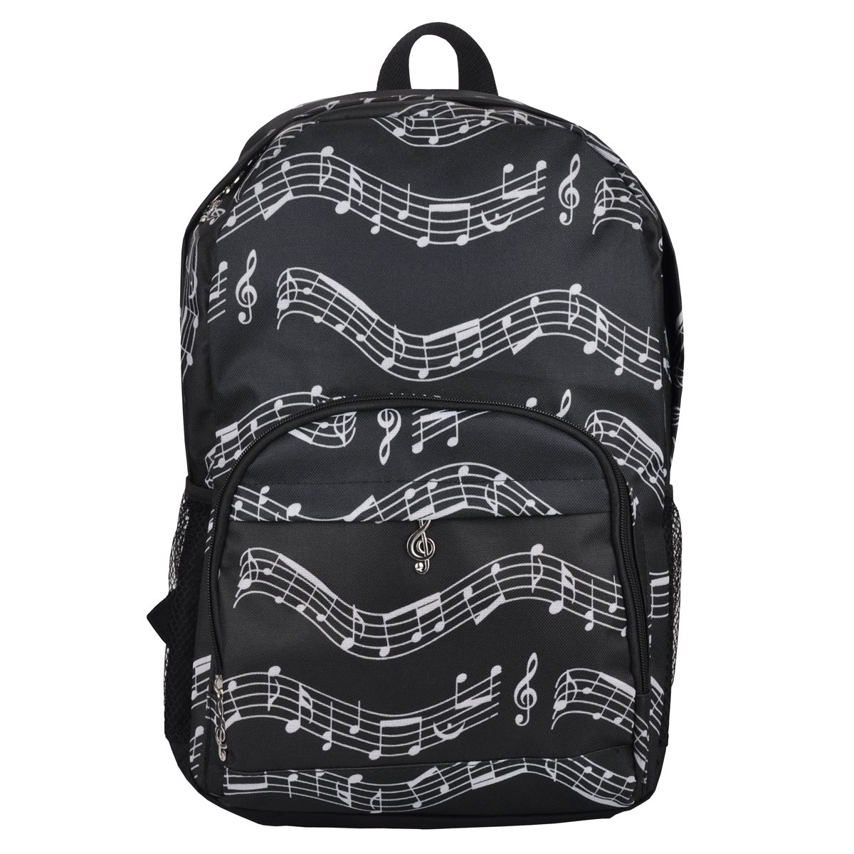 PUNK Oxford Musical Notes Print Backpack for School Boys Girls Stylish Art Bookbags (Musical Notes Patterns Black)