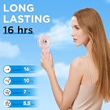 Lepwings Portable Mini Handheld Fan Rechargeable 4 Speeds Pink 16H view 2