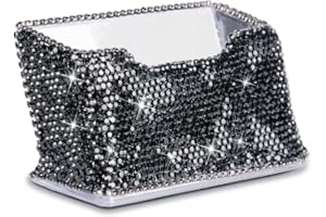 Business Card Holder Stand for Office - Professional & Luxury Display Womens Office Name Card with White Crystal Accessories 