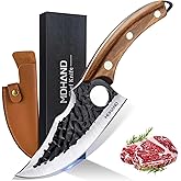 MDHAND Chef Knife - Hand Forged Butcher Knives with Sheath & Gift Box, High Carbon Steel Viking Knives, Meat Cutting Knife for Kitchen, Japanese Chef Knives for Camping, Outdoor, BBQ, Gifts for Men