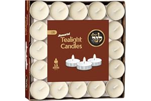 L'NER L’ner 1.5 Hour MINI Tealight Unscented Candles, 100 Pack – Smokeless & Dripless Tea Lights, Plant-Based Wax, Lead-Free Cotton Wick – Premium Quality Tea Light for Shabbat, Memorial, Home, Weddings