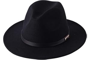 Lanzom Women Lady Retro Wide Brim Floppy Panama Hat Belt Buckle Wool Fedora Hat