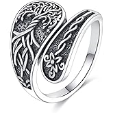 VIJASHOP Tree of Life Rings 925 Sterling Silver Tree of Life Spoon Rings Adjustable Tum Ring Vintage Thumb Rings Jewelry Gifts for Women
