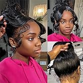 TwerkGirls Body Wave 360 Lace Front Wigs Human Hair Pre Plucked Hidden Strap 26Inch 220% Density Drawstring Wig 360 HD Full Lace Human Hair Glueless Wigs for Black Women