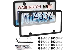 RYHYC 2 Pcs License Plate Frames Covers, License Plate Protector Car License Plates Holder Front Rear Protector with Screw Caps Kit