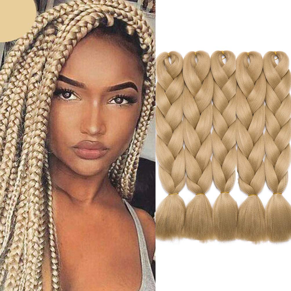 5 pcs 24 Inch Braiding Hair Extensions Ombre Jumbo Braiding Hair Braid Hair Extensions for Braiding Ash Blonde