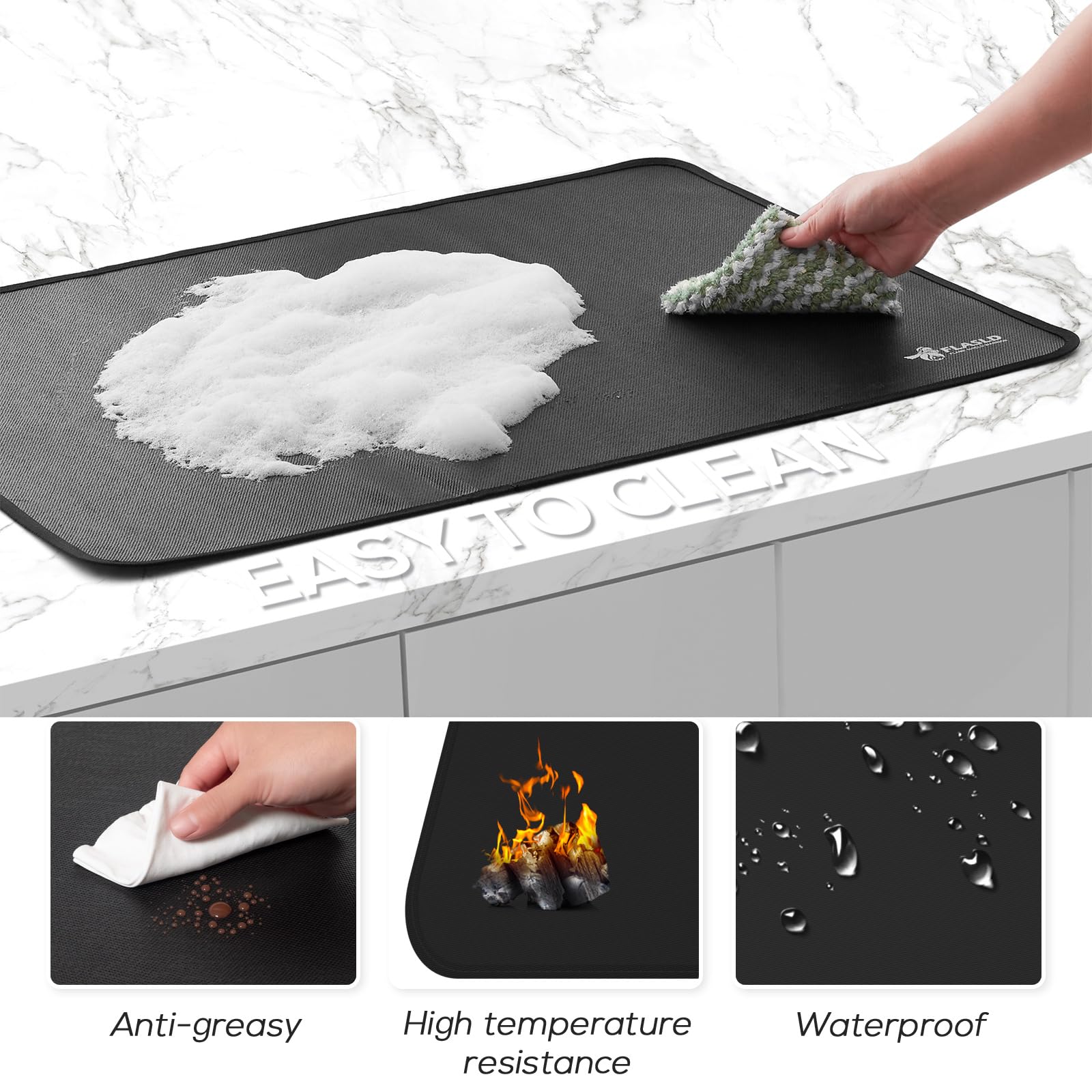 FLASLD Fireproof and Waterproof Stove Top Covers, 21×29.5 inch Electric Glass Top Stove Cover - Ceramic Glass Cooktop Protector for Flat Top Oven, Black