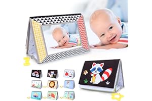 BLIPHANT Baby Toys for 0-6 Months - Tummy Time Mirror Toys with High Contrast Soft Book, Fun Infant Toys for Babies 0-3-6 12 Months Brain Development, Beautiful Montessori Toys for Newborn as Boy/Girl Gifts