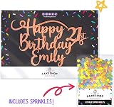 Cakeshop Personalised Happy Birthday Glitter Cake Topper Rose Gold Name Age view 2