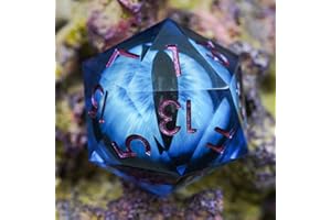 MAYWIN Dungeons and Dragons DND Dice D20, Moving Eyeball Liquid Core Dice Set D&D 33MM Oversized D20 Single Sharp Edge Resin dice with Gift Case, Polyhedral Dice for Role Playing Game