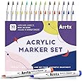 Arrtx Acrylic Paint Pens 30B Colors Brush Tip Acrylic Pens Markers for Rock Painting Wood Ceramic Glass Canvas Metal Plastic Fabric Stone and DIY Project,Christmas Gift