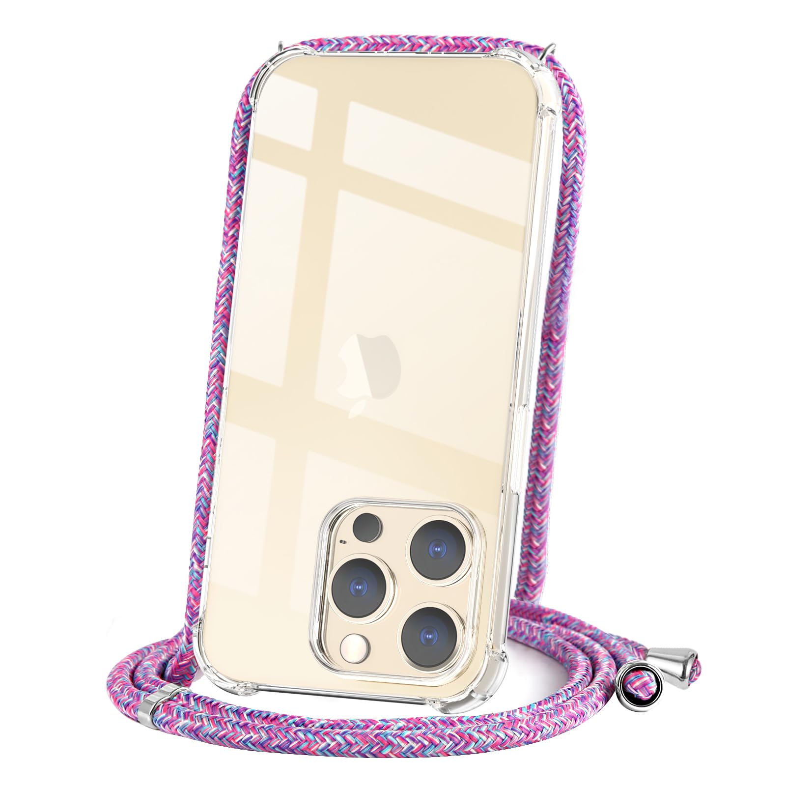 CAROKI for iPhone 14 Pro Clear Crossbody Phone Case with Adjustable Cord Strap TPU Soft Protective Cover Neck Lanyard Shockproof & Hands-Free Carrying-Unicorn