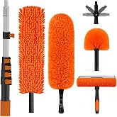 SISUPASSIE 30FT Reach High Ceiling Duster Kit, Window Cleaning kit with 5-24FT Extension Pole, Fan Duster for Ceiling Fan Blades, Microfiber Feather Duster, Rotatable Window Squeegee and Cobweb Duster