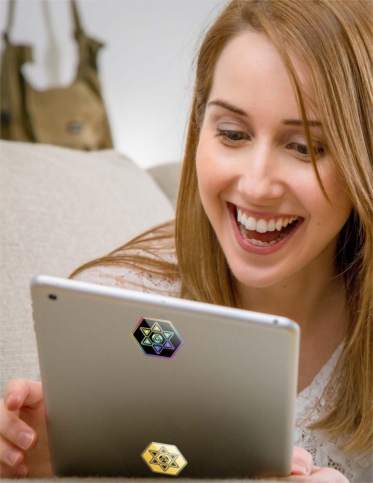 Cell Phone Protection Stickers-Gold 6 Pcs & Black 6 Pcs Phone Sticker from All Phones/Tablets/Laptops/Computer/WiFi... All Devices 12 Pcs