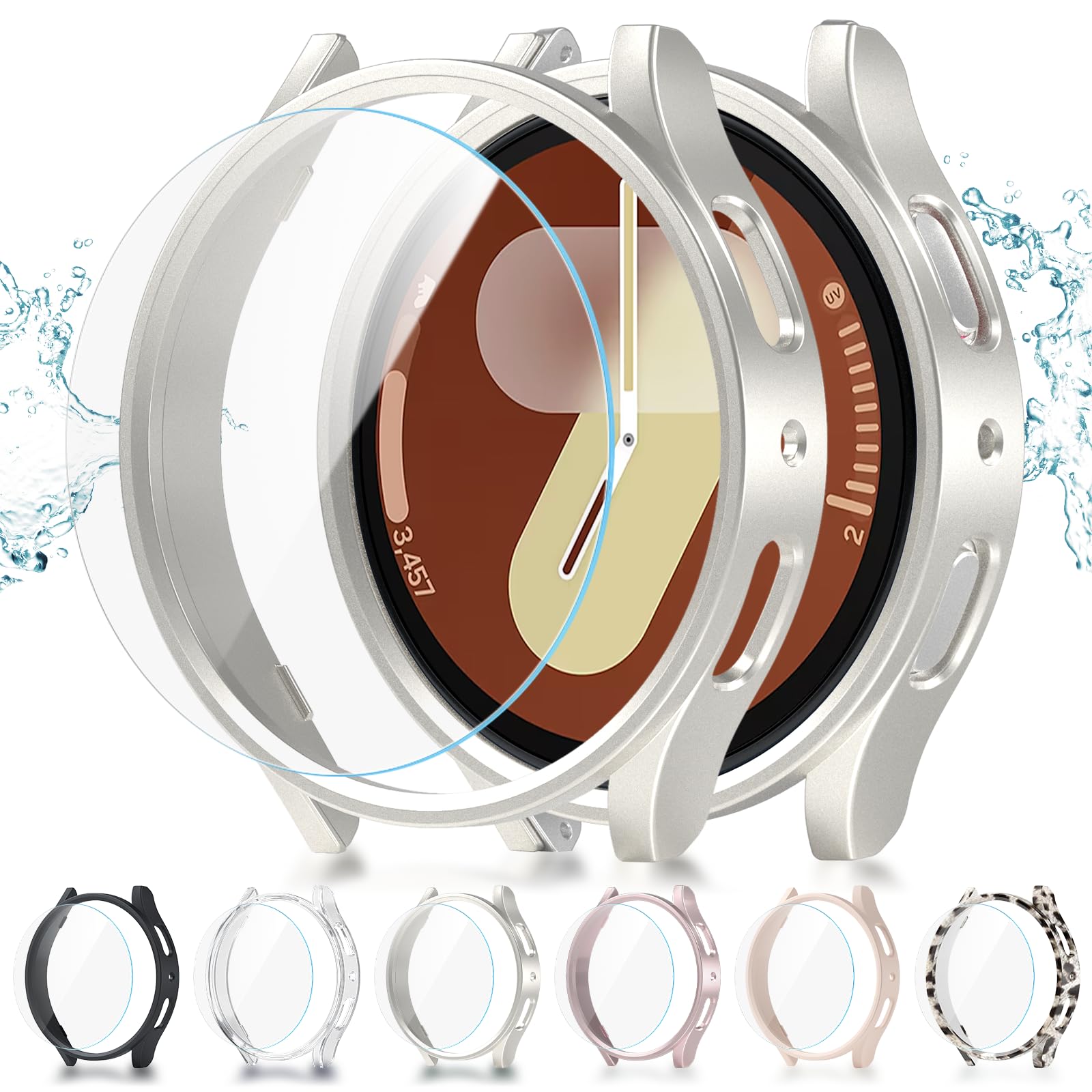 Photo 1 of [6+6 Pack] for Samsung Galaxy Watch 7 40mm Screen Protector Case, Scratch Resistant Anti-Fog Tempered Glass Film and Hard PC Protective Bumper Compatible with Galaxy Watch 7 40mm Accessories