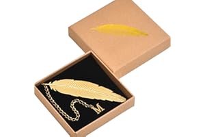 KSF 26 Letters Personalized Metal Feather Bookmarks, Birthday Gifts Unique Cute Initial Book Mark Teacher Appreciation Gifts Christmas Stocking Stuffers for Women Readers Book Lovers Friend Coworkers (M)