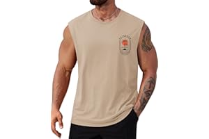 VOGSTART Mens Beach Summer Tank Tops Palm Tree Graphic Vacation Muscle Sleeveless Shirts (S-3XL)