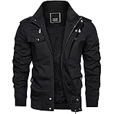 CRYSULLY Men's Fleece Cargo Jacket Winter Casual Thicken Multi Pocket Field Outwear Jackets Coat