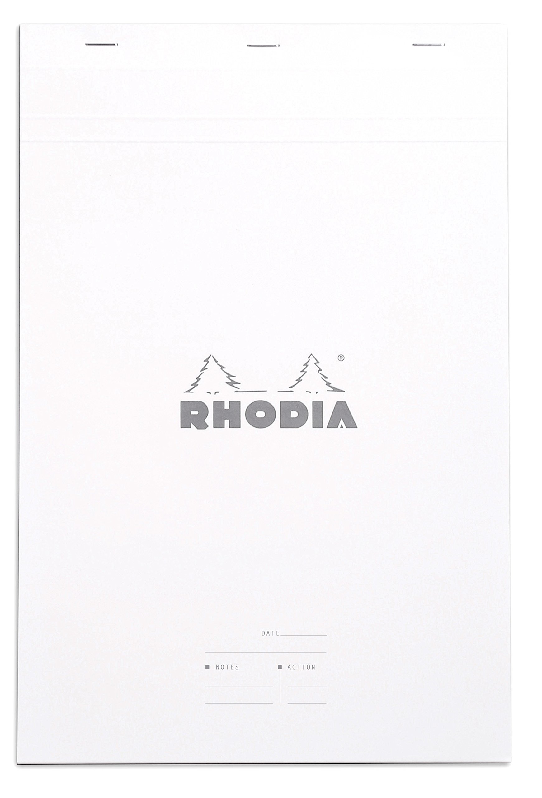 RHODIA 19401C - Stapled Notepad Meeting N°19 White - A4+ - Pre-Printed Date/Notes/Action - 80 Detachable Sheets - White Clairefontaine Paper 80 g/m - Soft and Resistant Cover - Basics