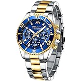MEGALITH Mens Watches Stainless Steel Waterproof Analog Quartz Fashion Business Chronograph Watch for Men, Auto Date