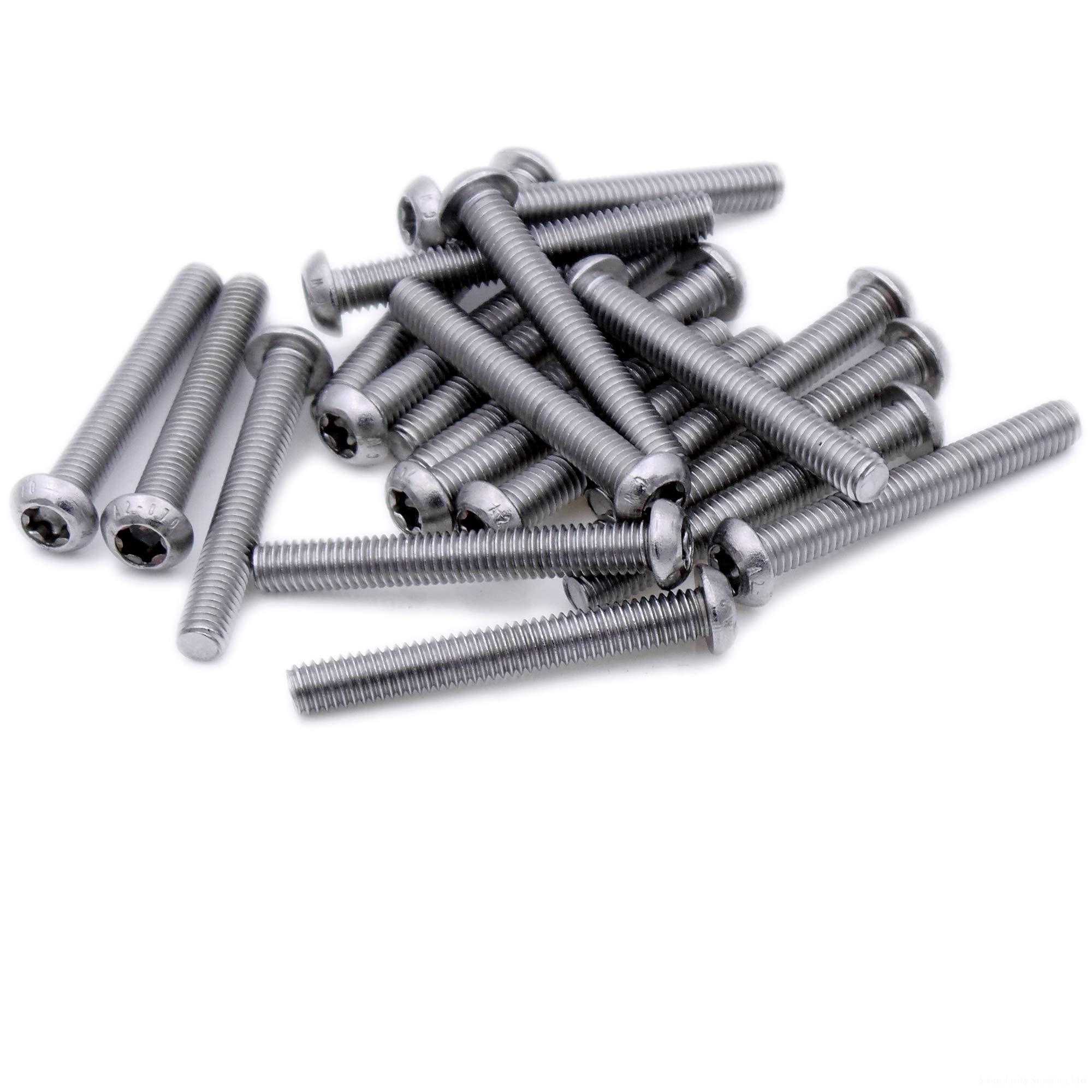 M5 (5mm x 25mm) TX Socket Button Machine Screw (Bolt) - Stainless Steel (A2) (Pack of 20)