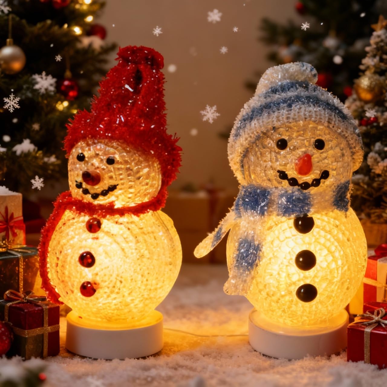 DOITOOL 2 Pack Christmas Snowman Night Light Decoration LED Christmas Lights Kids Decorative USB Xmas Nightlight Holiday Decor for Kids Adults, Multi-Color
