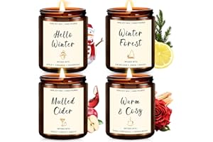 YINUO CANDLE Christmas Scented Candle Gift Set for Women – 4 Pack Winter Soy Candles with Apple Cinnamon, Fir Balsam, Mulled Cider, Sandalwood – Holiday Gifts for Her, Home Décor