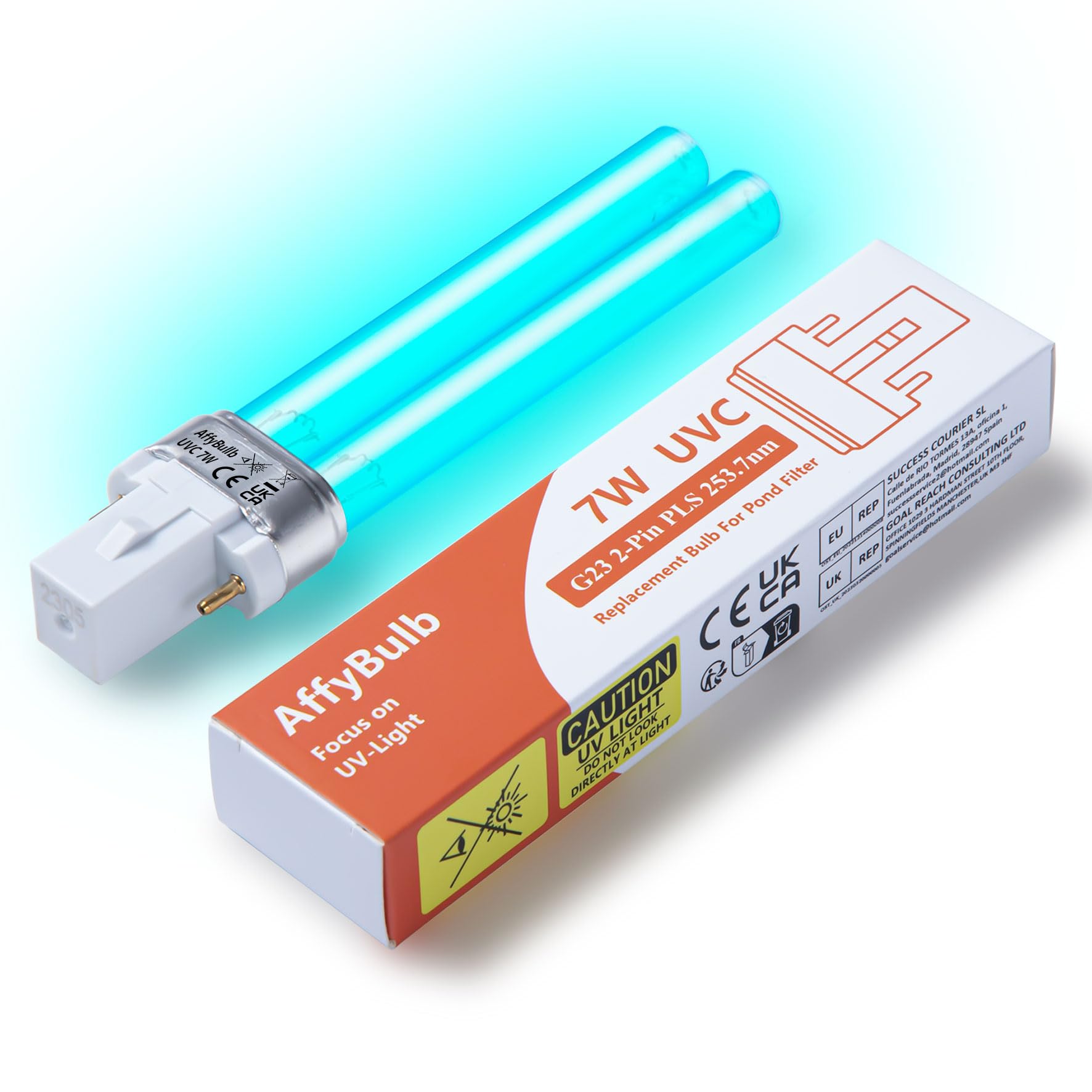 AffyBulb 7W G23 PLS Replacement UV Bulb,for Pond UVC Filters Machine or Clarifiers — image 1