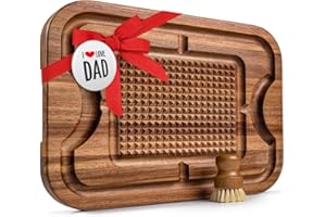MODERA Large Acacia Wood Cutting Board, Premium Butcher Block for Carving Meat w/Deep Juice Grooves, Non Slip Spikes Reversible Design for Slicing Chopping & Serving Fathers Day Holiday Gift | 12x16x1.5"