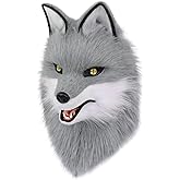 COSYEARS Animal Wolf Mask Cosplay Costume Accessories Furry Faux Fur Dog Fox Full Head Therian Masks Anime Dress up Party