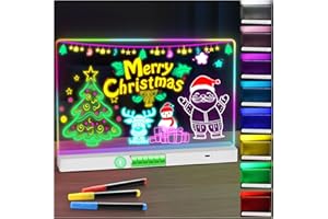 BYTLK LED Note Board with Colors,Rechargeable Acrylic Dry-Erase Board, 8-Color Luminous Acrylic whiteboard Calendar, Art Board, Suitable for classrooms/Offices/Home Decoration/Gifts (Horizontal)