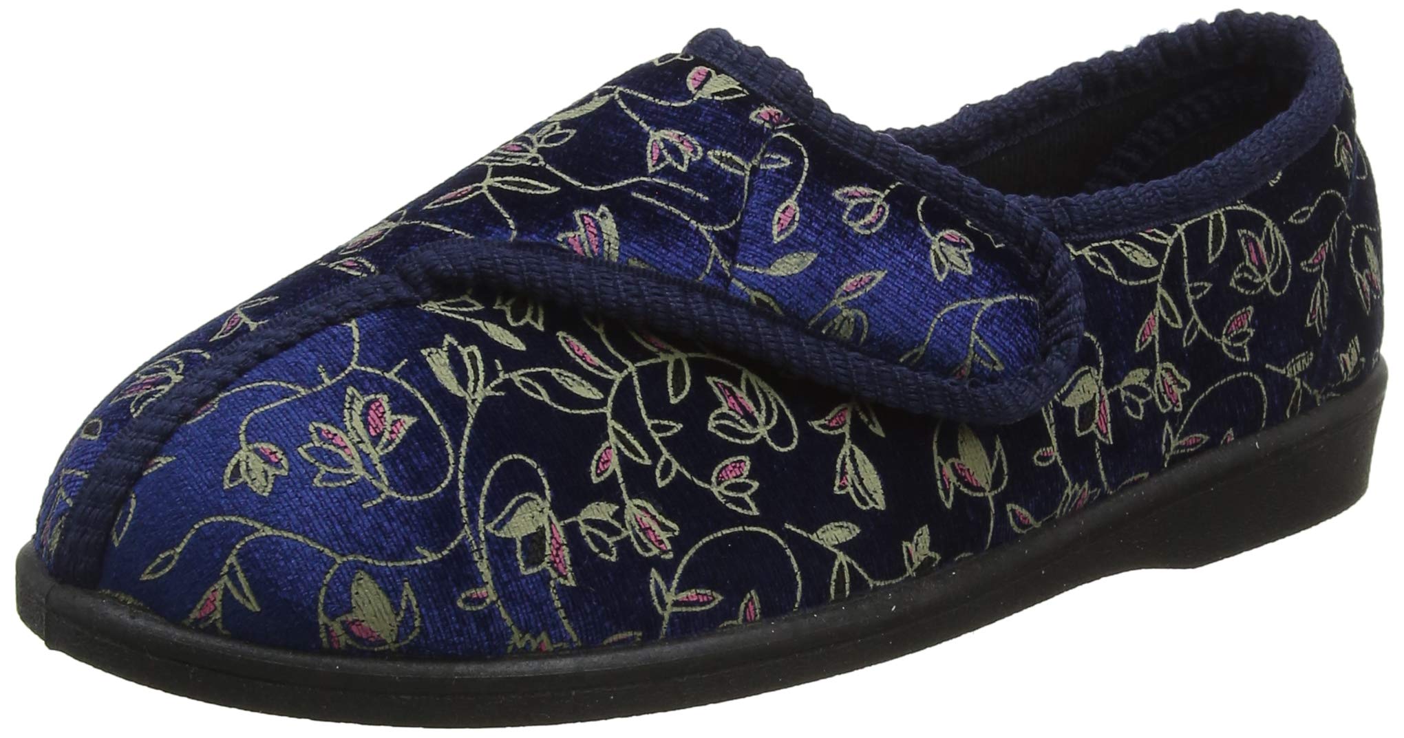 Performance Health Ladies Patterned Slippers – Adjustable Hook & Loop Closure, Soft Textile Lining, Non-Slip Rubber Sole – Comfortable, Machine Washable Support for Swollen Feet — image 1