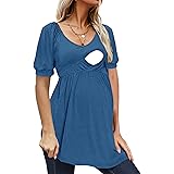 CzzzyL Women Breastfeeding Summer Puff Short Sleeve Casual Nursing T Shirts