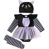 Baby Halloween Costumes Infant Girl Romper Dress Hat Socks 3Pcs Outfit Set | baby chick costume,baby cat costume,baby flamingo costume,baby animal costume,baby girl halloween clothes