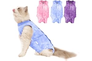 Leiksen Cat Recovery Suit,Cat Surgery Recovery Suit Female, Kitten Cat Onesie for Cats After Surgery Female Spay Surgical Post-Surgery Abdominal Wound Skin Diseases Protection(Blue-M)