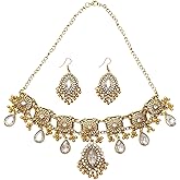 Indian Jewelry Sets for Women,Oxidized Temple Jewelry Indian Set,Bollywood Style Pendant Necklace,Maang Tikka & Jhumka Dangle Earrings,Dainty Wedding Jewelry,Traditional Bridal Temple Gifts for Women