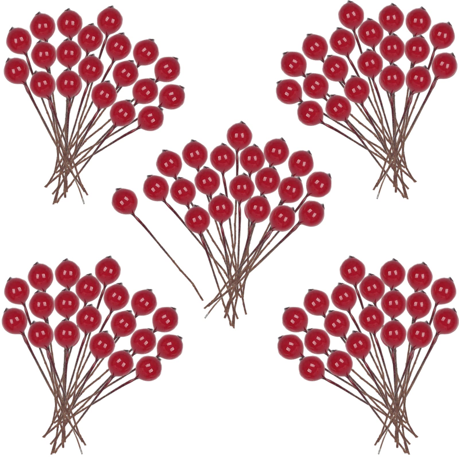 HONGCI 100 Pcs Christmas Holly Berries Artificial Mini Red Holly Berries,Christmas Berries Red Berry Stems for Wreath Decorations Craft Christmas,Xmas Tree,Garland DIY Craft Wire Berries Party Decor