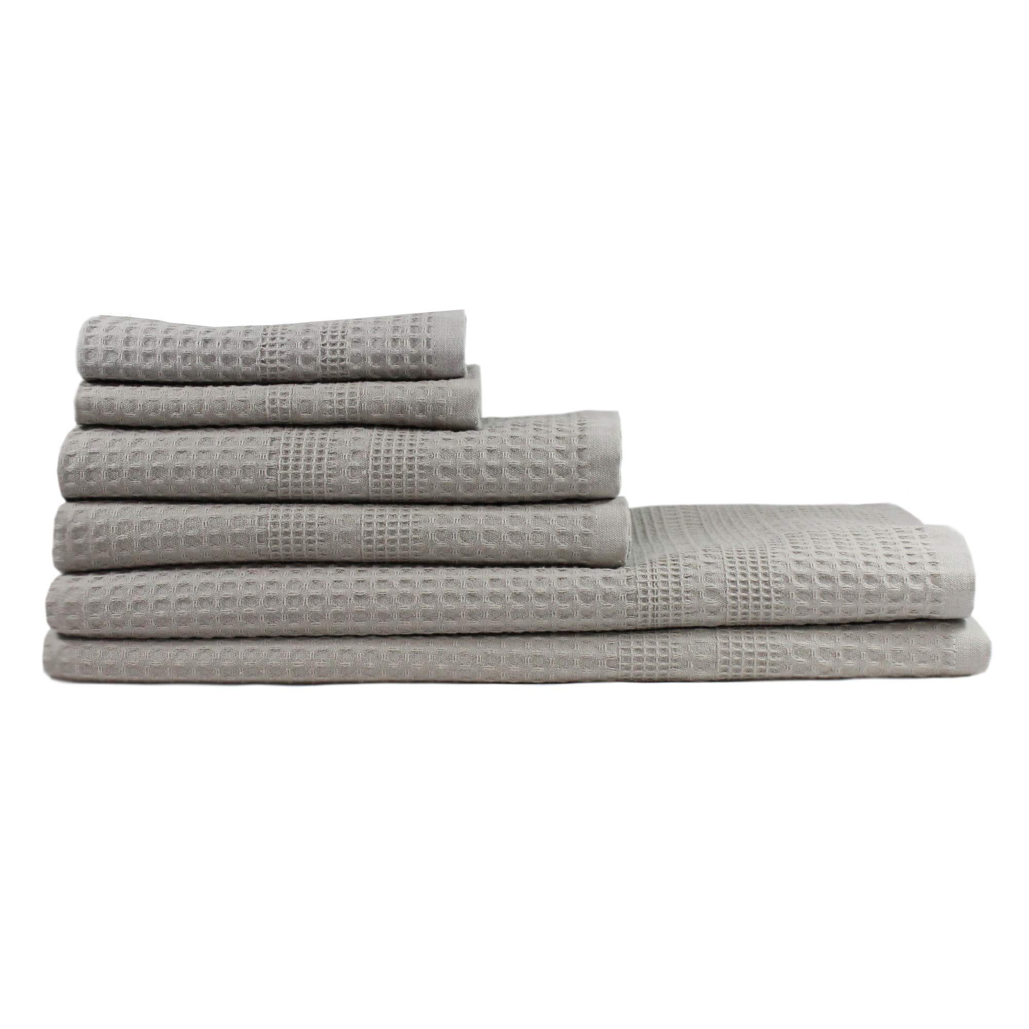 Photo 1 of GILDEN TREE Waffle Towel Set Quick Dry Thin | 2 Bath Towels | 2 Hand Towels | 2 Washcloths, Classic Style (Pewter)