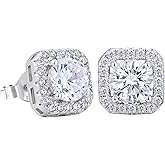 VEXXS Diamond Stud Earrings for Men, S925 Sterling Silver 14K Real Gold Plated Iced Out Earrings Micro Pave 5A CZ Stones Men’s Studs, Hypoallergenic