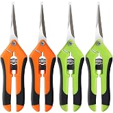 BEoffer 4 Pack Pruning Shears 6.5 Inch Stainless Steel Garden Scissors | with Sharp Precision Blades, Comfortable Ergonomic Hand Snips for Deadheading, Flowers, Trimming Herbs, Shaping Small Plants