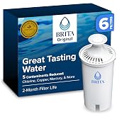 Brita Standard Pitcher and Dispenser Replacement Water Filters, White, 6 | WQA and NSF/ANSI Certified, Reduces Chlorine, Copper, Mercury &amp; Cadmium, Lasts 2 Months, Household Essential