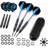 WayArrival Steel Tip Darts 24g, 3-Pack Set with Case and Flights | 24g metal tip darts set for bristle dartboards with textured grip barrels, aluminum shafts, O-rings, case and flights