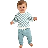 SunoZee Toddler Baby Checked Print Long Sleeve Sweatshirt Top Jogger Pants Set Cute Fall Winter Clothes Set Outfits