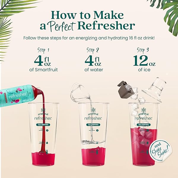 SMARTFRUIT RECHARGE REFRESHER – DRAGON FRUIT, ELDERBERRY – MADE WITH REAL FRUIT JUICE, NO ADDED SUGAR, COCONUT WATER FOR HYDRATION, GREEN COFFEE BEAN EXTRACT FOR NATURAL ENERGY – 48OZ DRINK MIX