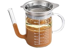 HIC Kitchen Roasting Fat Separator Gravy Strainer, Borosilicate Glass, 32-Ounces, For Stress-Free Holiday Meal Prep and Serving
