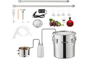 DESENNIE Shine Still Alcohol Distiller 8 Gallon with Stainless Steel Pot Glass Thumper Keg Copper Coil Thermometer Water Pump Home Brewing Kit for Wine Making Whisky Brandy Vodka Essential Oil