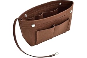 VANCORE Felt Insert Purse Organizer Tote Narrow Handbag Organizer Cosmetic Travel Bag for Women, Coffee Large