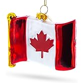 Waving Flag of Canada Blown Glass Christmas Ornament