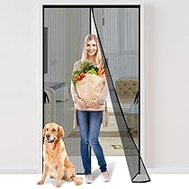 Risareyi Magnetic Screen Door - Self-Closing, Black Mesh, Fits Door Opening Up To 32"x50", Actual Size 34"x52", Keeps Bugs Out - View #7