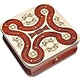 PALM ROYAL HANDICRAFTS 2 Track Wooden Cribbage Board - Two Player Cribbage (60 House) - Alphabet X Track Cribbage Board-2 Decks of Cards and pegs Available (5.5 x 5.5 Inches Small).